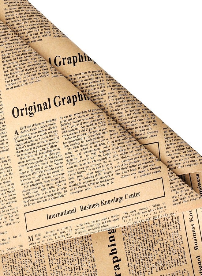 Whaline Vintage Newspaper Wrapping Paper - Not Roll - Old Newsprint Gift Wrap Paper Folded Flat Retro Kraft Magazine DIY Craft Art Paper for Wedding Birthday Party Decor Supplies, 10 Sheets - Image 1
